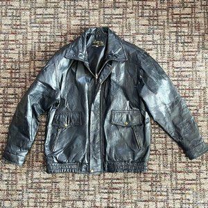 Men's Vintage Leather & Soul Genuine Black Leather Jacket, Size Large